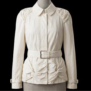 ECCOCI Vintage Cream Belted Trench Jacket, Size 4.